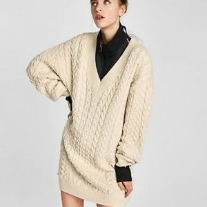 Zara Chunky Oversized Cable Knit Sweater Tunic